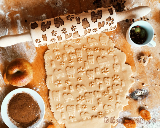 Samoyed Dog Rolling Pin Embossed, Cookies, Cookie, Roller, Laser Engraved, Gift, Christmas, Fondant, Dought, Biscuit, Pastry