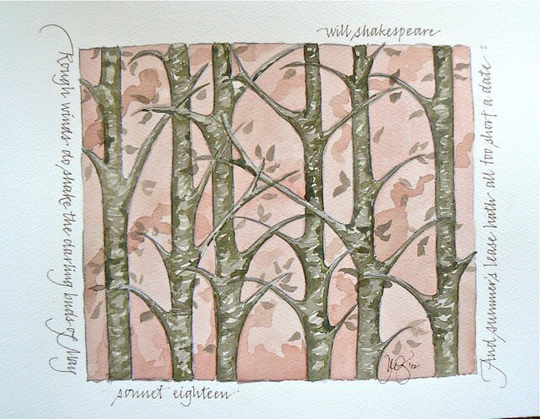 Shakespeare Sonnet 18 Excerpt, Numbered, Signed Watercolor 8x10 Print Giclee