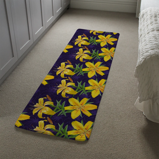 Howlett Lily Flowers Designer Shaggy Purple/Yellow Rug