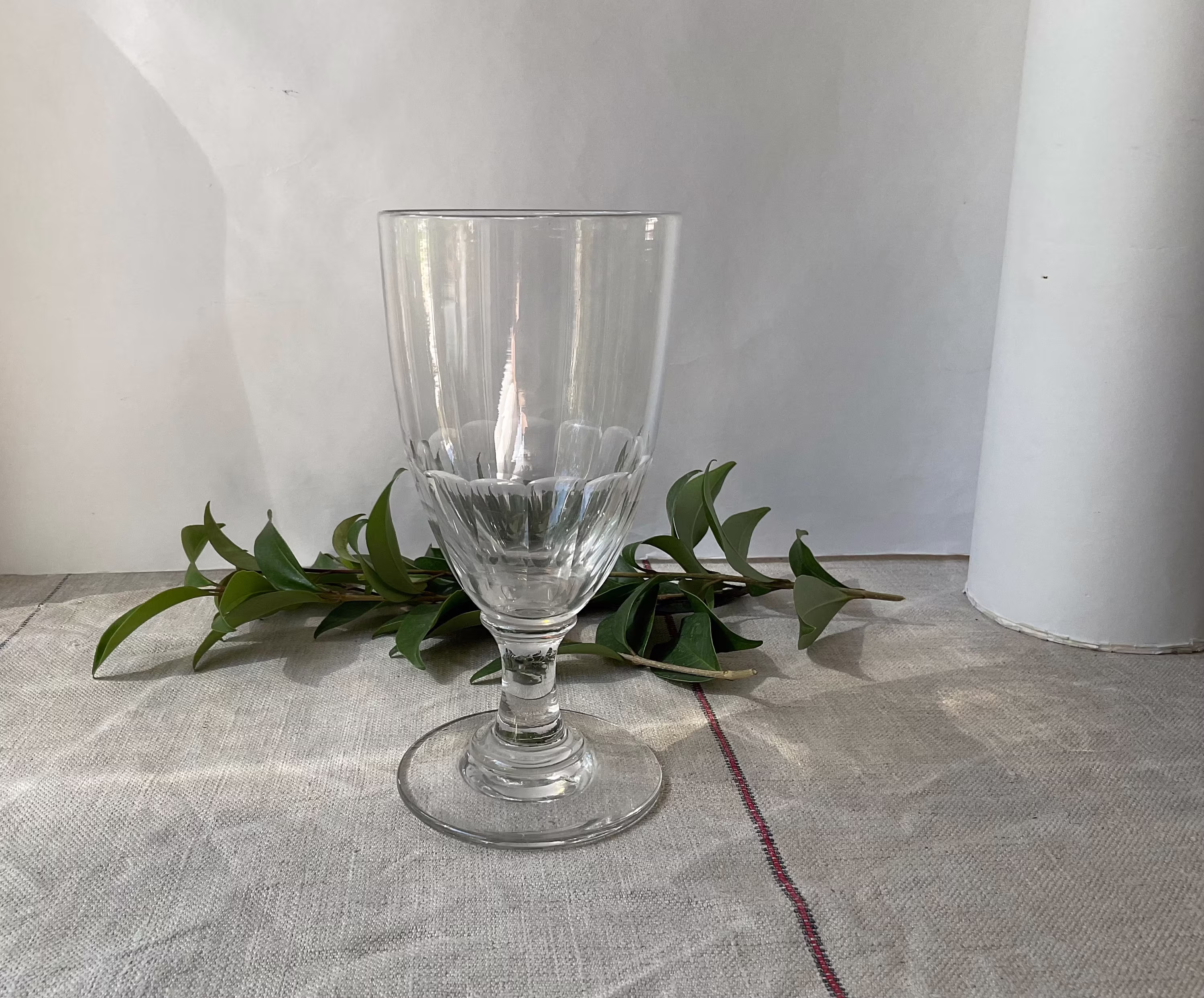 French Vintage Large Glass For Water, Beer, Cocktail Or Wine, Handmade, Mouth Blowned