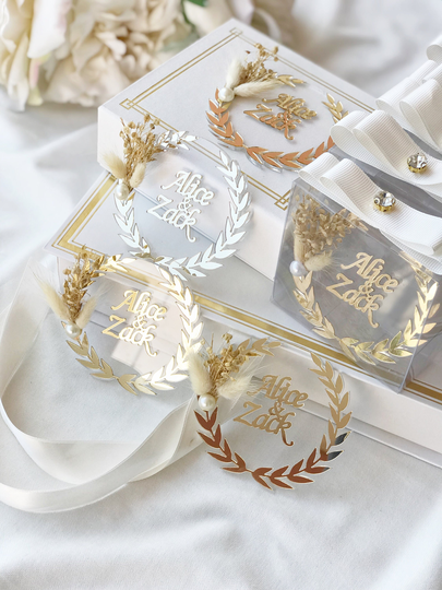 Luxury Wedding Favor Magnet For Guest in Bulk, Party Gifts Personalized, Thank You Gift Wedding, Acrylic Engaged Ornament Custom
