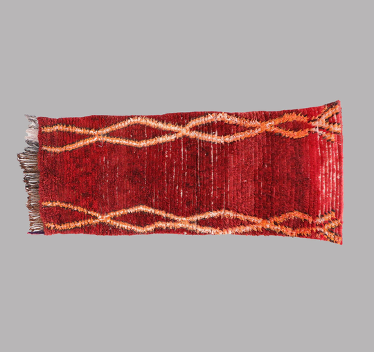 Red Moroccan Runner, Berber 3x7 Feet Runner
