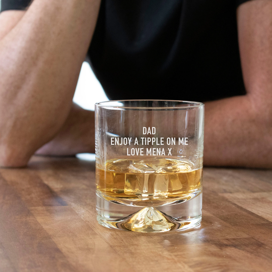 Dimple Crystal Whisky Glass, Quality Very Heavy Weight Engraved Tumbler With Gift Box Options