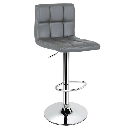 (Grey) 2 x PU Leather Swivel Gas Lift Bar Stools Kitchen,Breakfast, Pub Next Day -B109