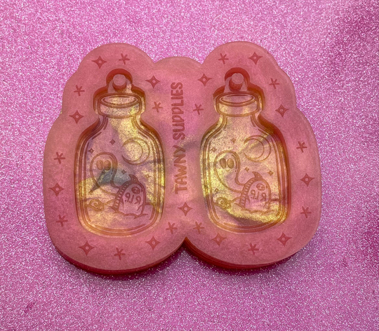 Graveyard Moon Bottle Earring Mould, Resin Mold, Craft, 3mm Thick