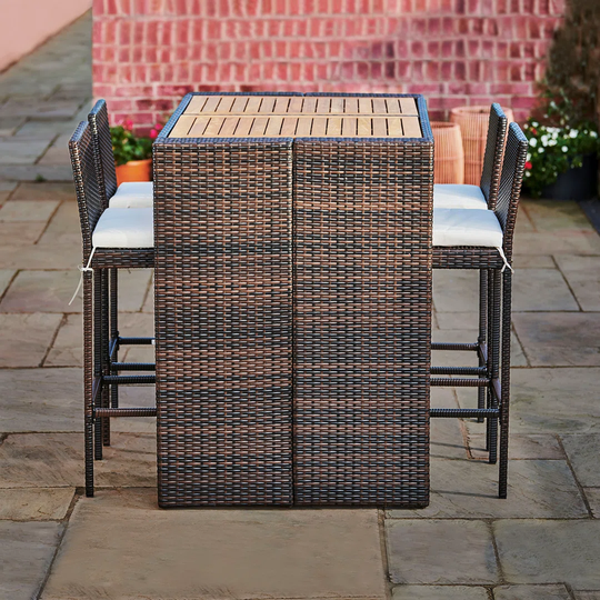 Bar Set with Acacia Wood Frame and Rattan Outer Material