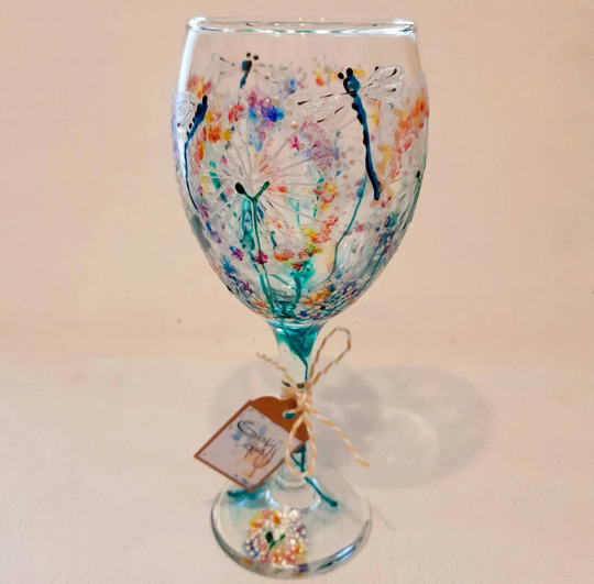 Dragonfly Dream, Hand Painted Wine Glass | Can Be Personalised For Free Unique, Perfect Gift Painted To Order Her Him