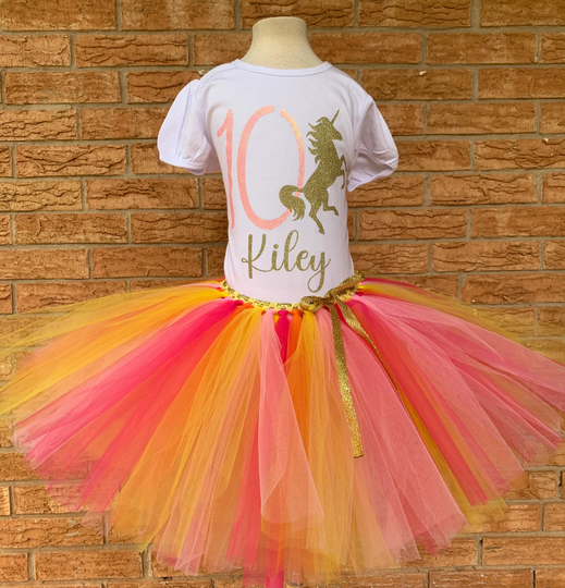 Girls Tenth Birthday Shirt, 10 10Th Outfit Tutu, Unicorn Party, Ten Year Old Girl