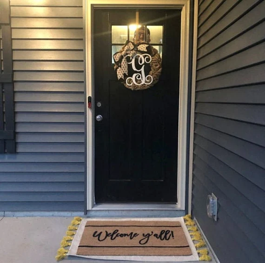 Welcome Y'all Doormat, Texas Country Mat, Flocked Coir Outdoor Personalized Custom Door Mat