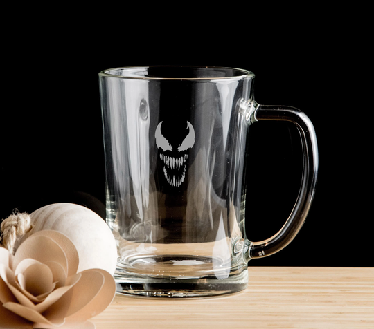 Venom Personalised Beer Mug Glass Pint Glass, Tankard Hand Etched Gift Bartender.176