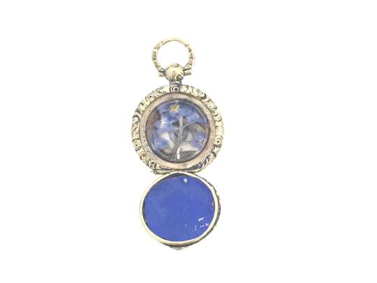 Victorian Aesthetic Shaker Locket Hinged Forget Me Not Pressed Flowers