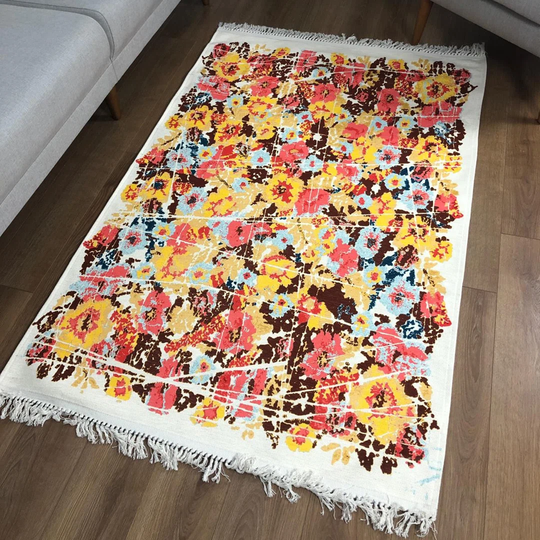 Dallene Flatweave Cotton Yellow/Brown/Red Rug