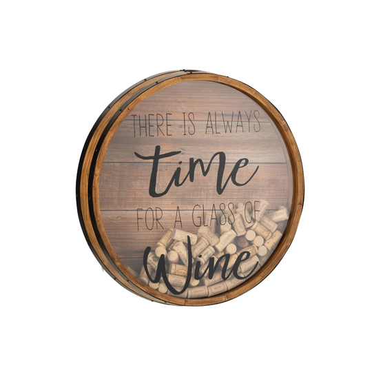 Frame Cork Round Wine Glass/Wood Natural