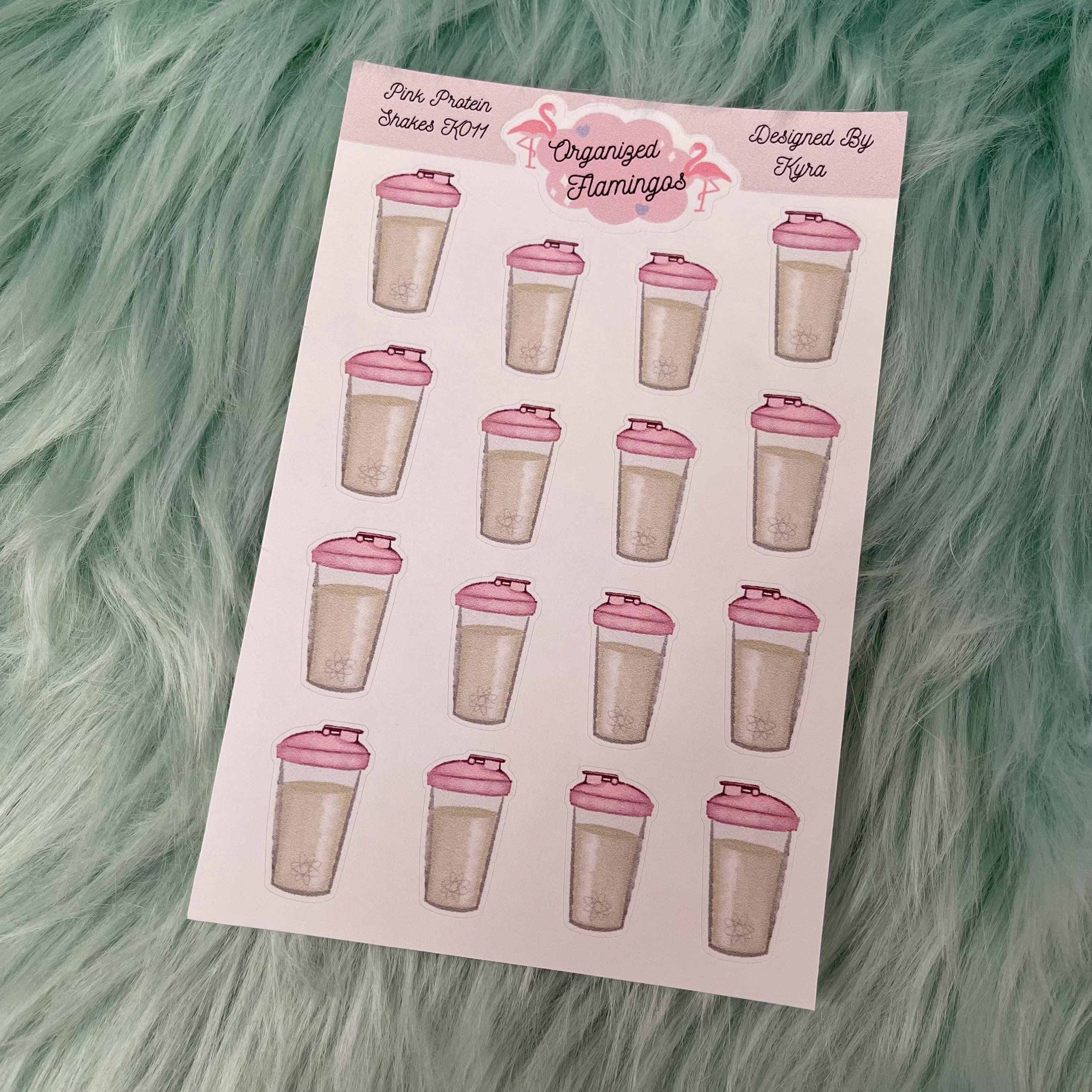 Pink Protein Shake Sticker Sheet Health Meal Tracking Productivity Stickers K011 By Kyra