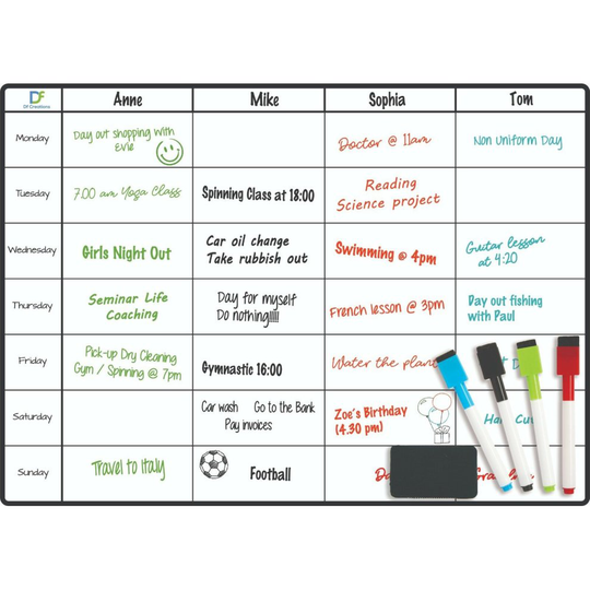 Meal Fridge Planner - Magnetic Weekly Whiteboard
