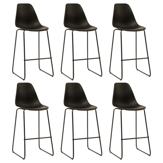 Bar Chairs 6 Pcs Black Plastic