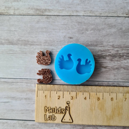 Resin Silicone Mold - 12mm Turkey Stud Earrings Mold, Flexible Christmas Resin Polymer Clay Supplies, Supplies