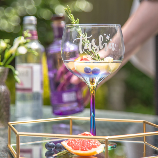 Personalised Sparkle Metallic Gin Glass