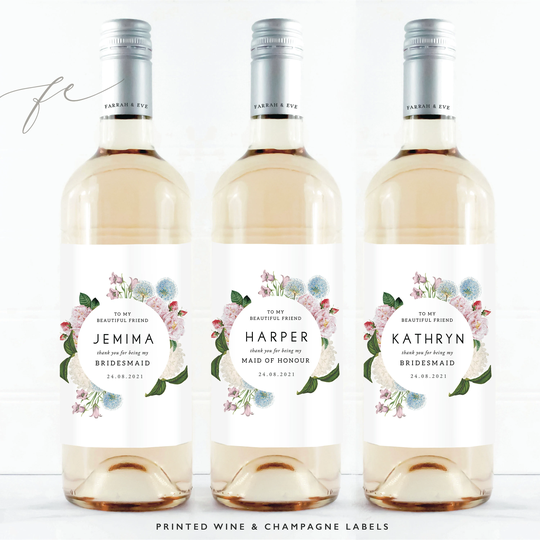 Thank You Wine Bottle Labels | Will Be My Bridesmaid Gift Labels|Bridesmaid Proposal Custom Fewl09