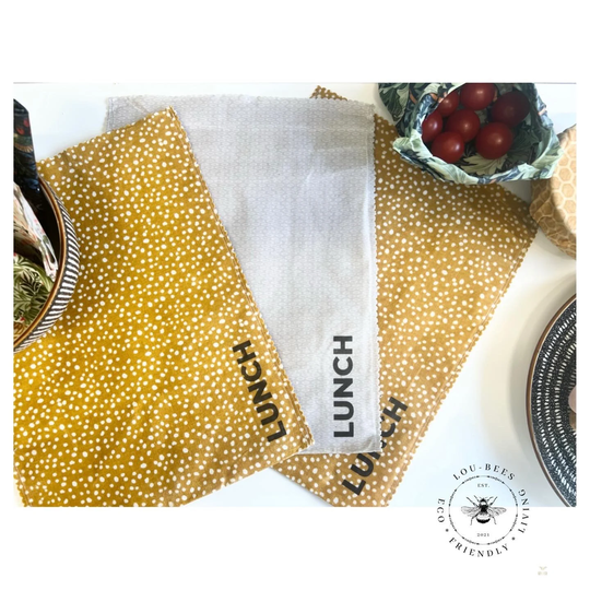 Beeswax Wrap Lunch Bag. Reusable , Waterproof & Biodegradable Eco Friendly Alternative To Plastics
