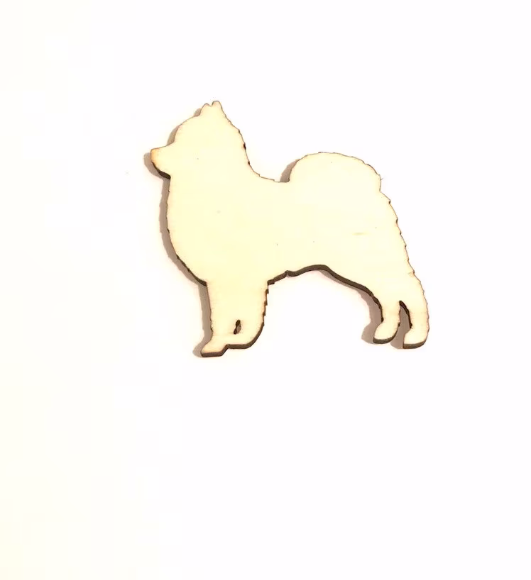 Pomeranian Dog Fridge Magnet in Wood