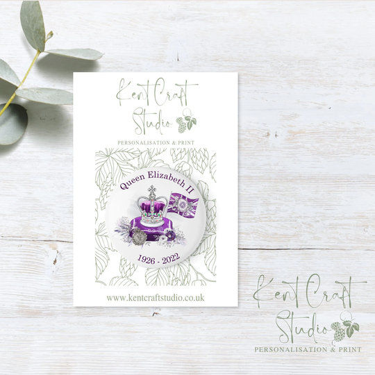 Queen Elizabeth Ii Badge - Purple Crown Cushion Exclusive Design Fridge Magnet Pin