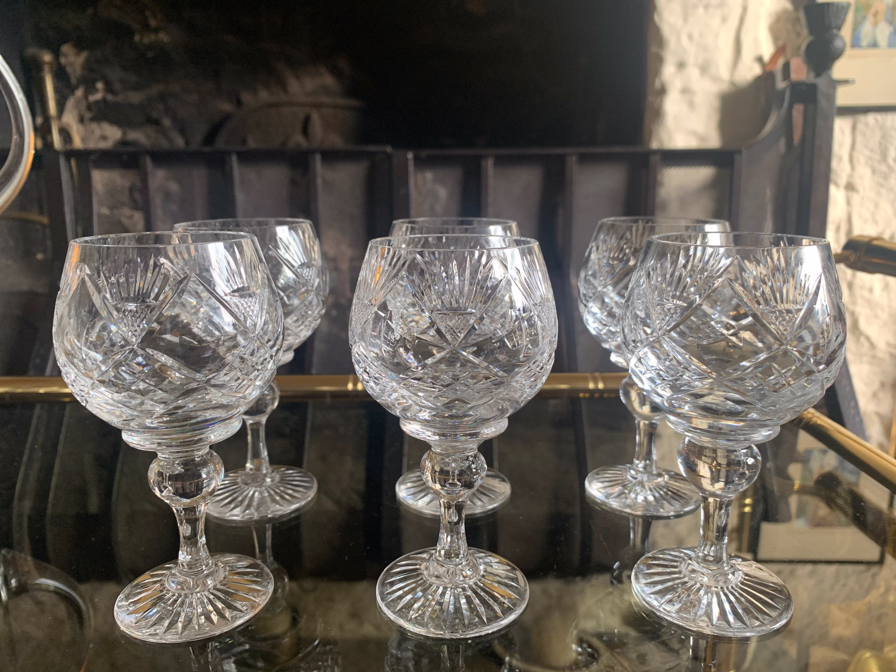 Vintage Handmade Deep Cut Crystal Liqueur Glasses, Port Wine Glasses