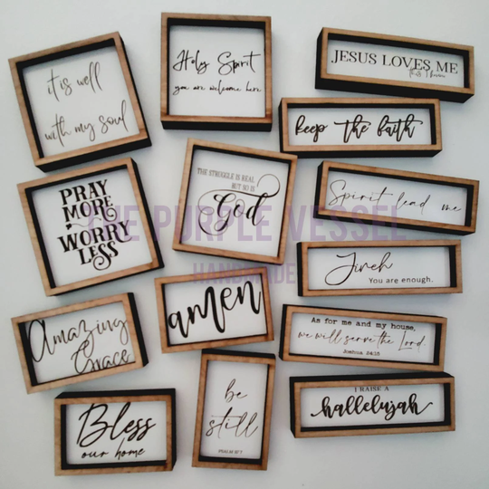 Miniature Christian Small Signs, Mini Scale, Faith Based Farmhouse Sign, Dollhouse Rustic Style, Tier Tray Decor, Air Bnb, Scripture