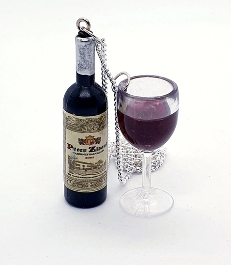 Red Wine Glass & Bottle Necklace