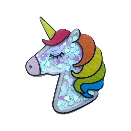 Sequin Filled Rainbow Unicorn 42x58mm Resin Shaker Flat Back, Embellishments Diy Headbands, Hair Bow Centers
