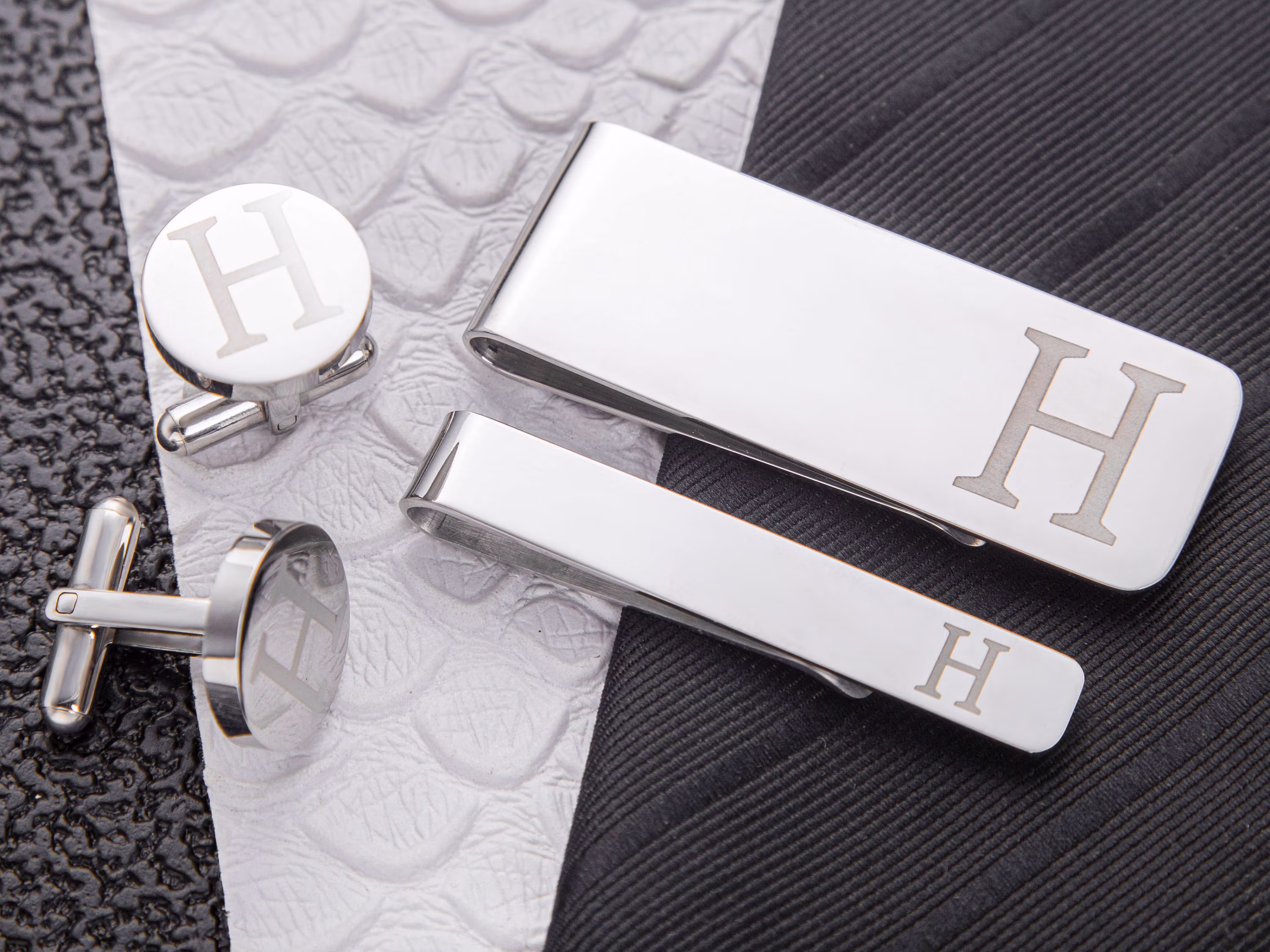 Personalized Tie Clip Set Custom Cufflinks Money Groomsman Gift Best Man Gift, Boyfriend Gift, Wedding Gifts, Accessories Gifts