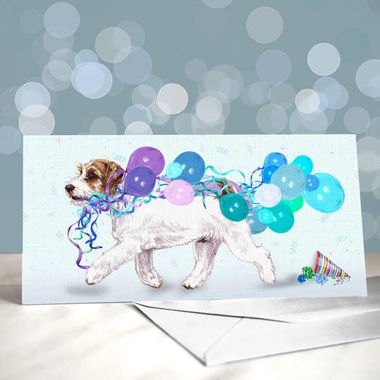 Shake, Russell & Roll Greeting Card/Five Jrts Wearing Party Hats Blank Inside From The Dog