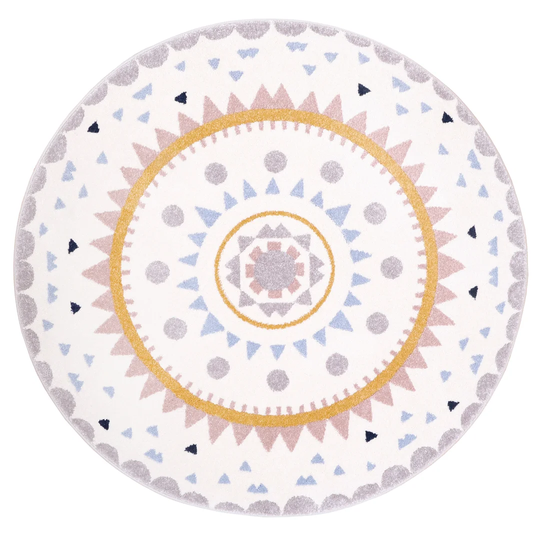 Purdy Rond Tufted White/Violet Rug