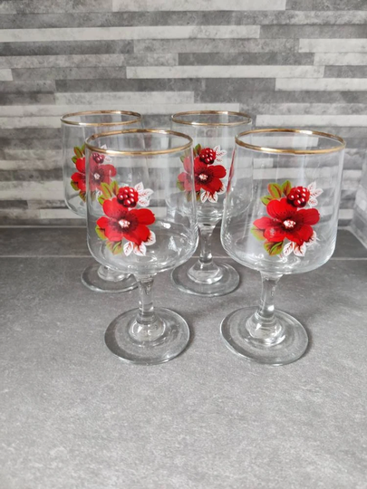 Set Of 4 Wine Glasses, Liqueur, Port, Retro/Vintage Glasses 1960S