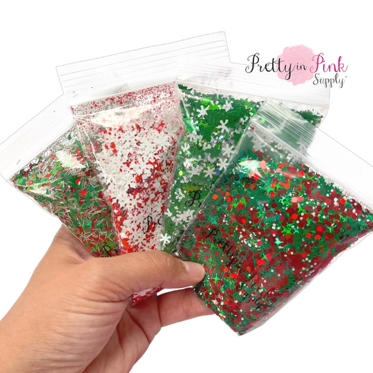Christmas Glitter Mix | Red, Green, & White Sequin Loose Mix| Merry Bright Sequin Glitter