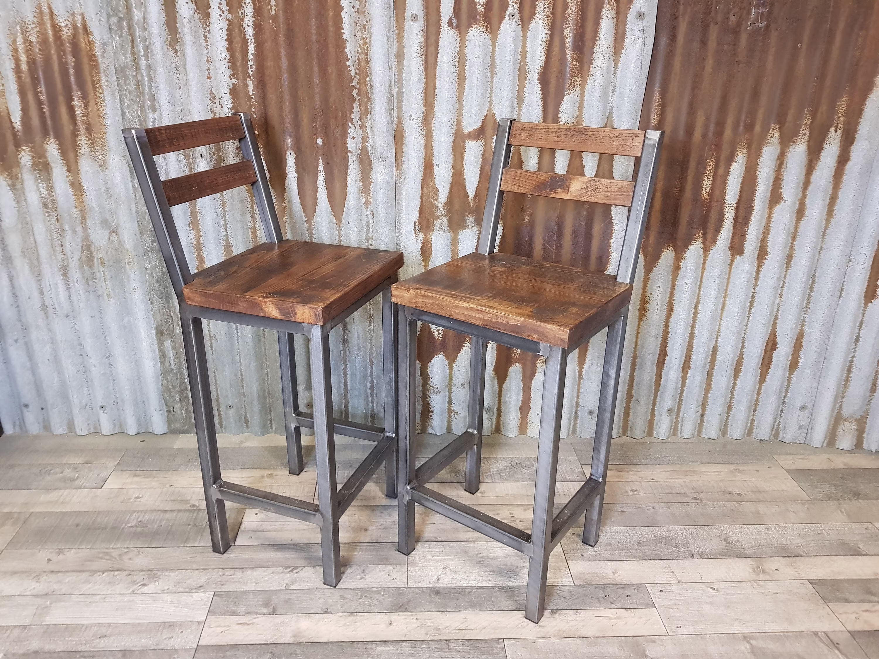 Industrial Style Breakfast Bar Stools, Stools For Poser Tables, With Backs