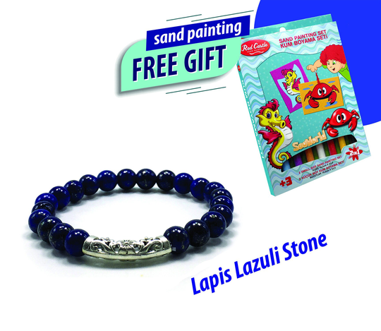 Kids Bracelet Lapis Lazuli 6mm Gemstone Kid's Protection Bracelet Healing Energy Crystal Jewelry | Sand Painting Gift