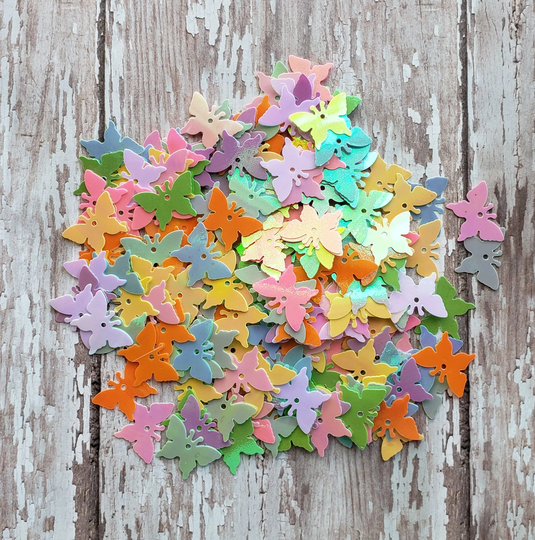 Butterfly Shaped Confetti 10 Gram Bag Iridescent Pastel Multi Colored Great For Shakers, Resins, Slime, Etc