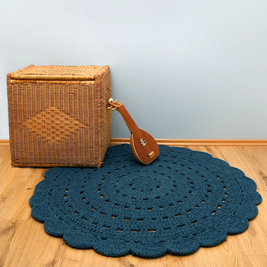Clarita Alma Hand Braided Cotton Blue Rug