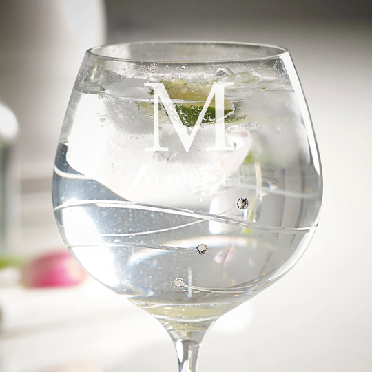 Personalised Diamante Gin Glass, Laser Engraved Balloon, Gift Ideas, & Tonic, Gifts For Him, Goblet, Her, Birthday, Monogram