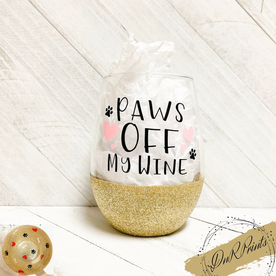 Cat Glitter Wine Glass/Cats Pets Dogs Custom Gift Ideas Pet Lover