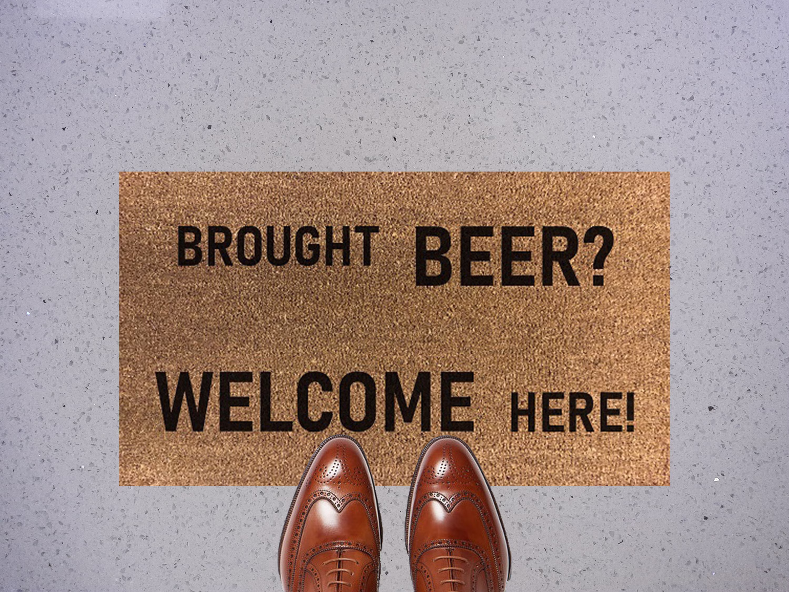 Beer Welcome Here 70 X 40cm Internal Coir Door Mat, Hand Made in The UK Artisan Kiss