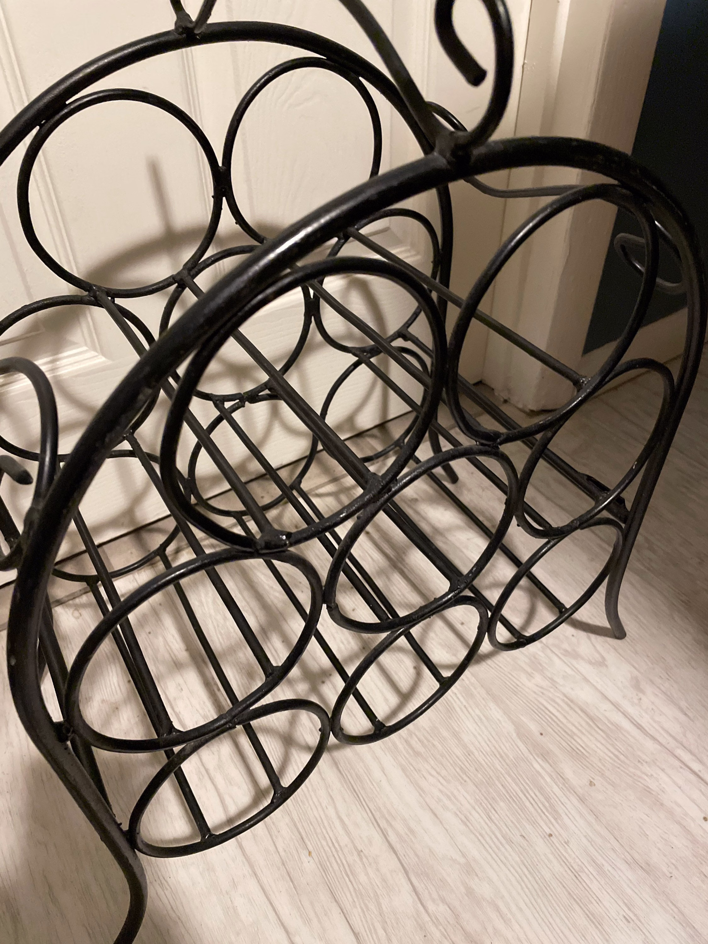 Spanish Revival Mediterranean Scroll Wrought Iron 8 Bottle Wine Rack #bvjs