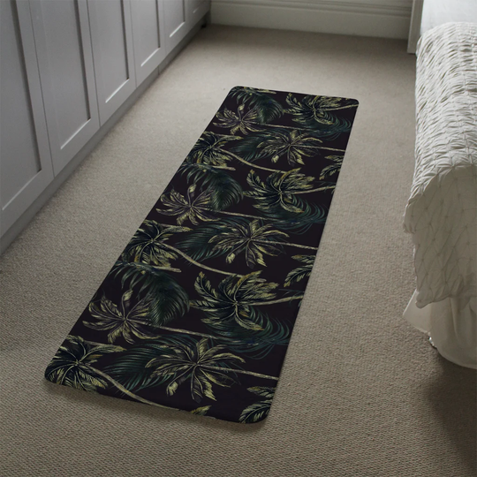 Mayo Palm Designer Shaggy Black/Green Rug