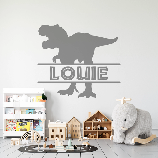 Personalised Jurassic Park T-Rex Split Dinosaur Inspired Kids Name Wall Vinyl Decal Sticker