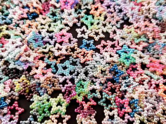 Multicolor Rainbow Pastel Resin Pearl Open Star Cabochons, Shaker Mold Embellishment Deco, Bits, Cabs, Pick Your Amount