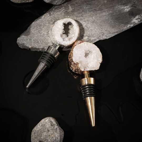 Natural Agate Crystal Gold Or Silver Bottle Stopper