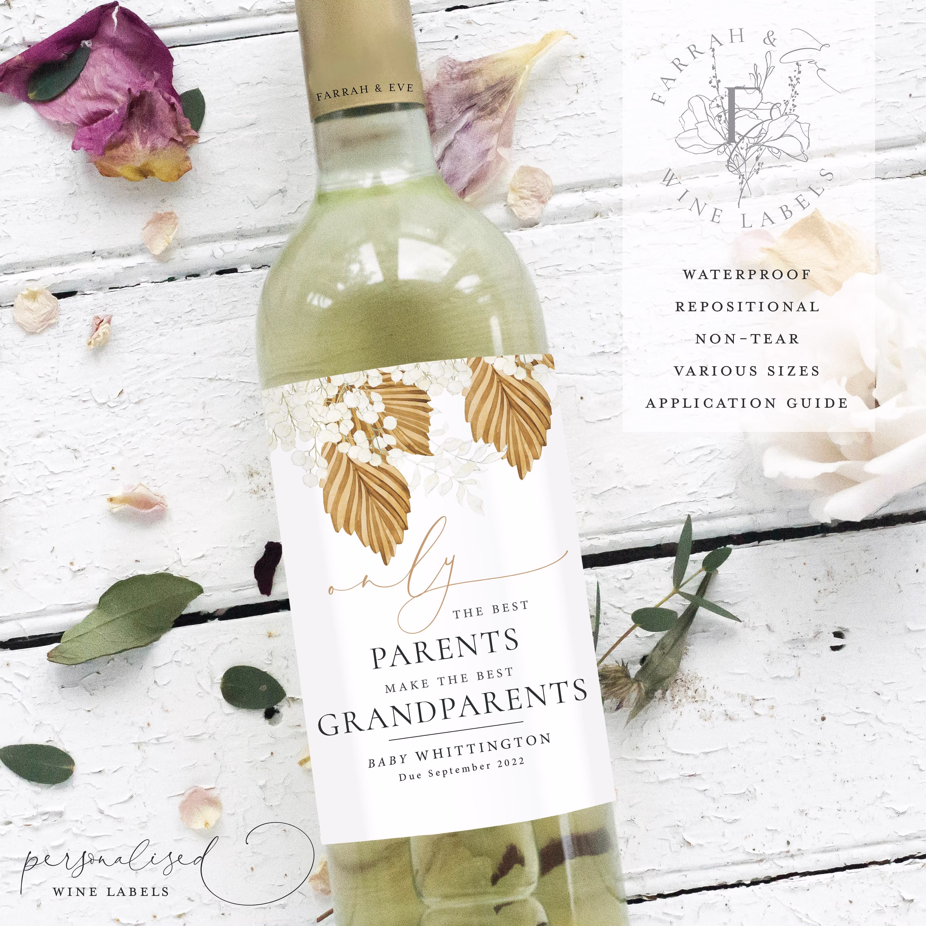Pregnancy Announcement Wine Labels, Baby Bottle Label, Best Parents Make Best Grandparents Label Baby Reveal