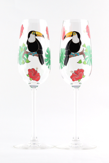Toucan Champagne Flutes