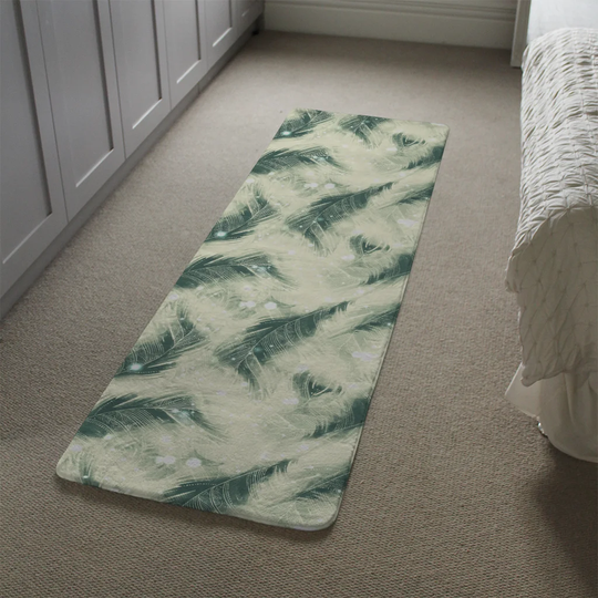 Markesan Feathers Fantastic Birds with Decorative Ornaments Designer Shaggy Green Rug